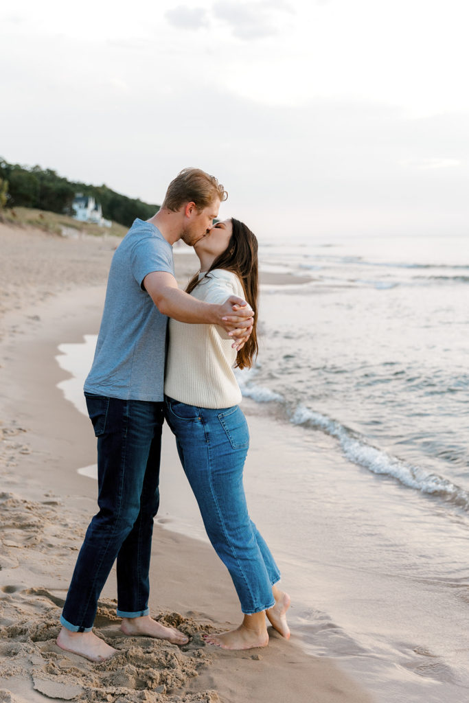 Couple hugging during engagement session