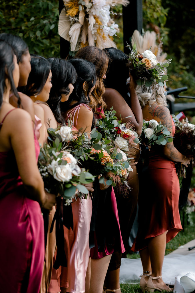 bridesmaids at the altar