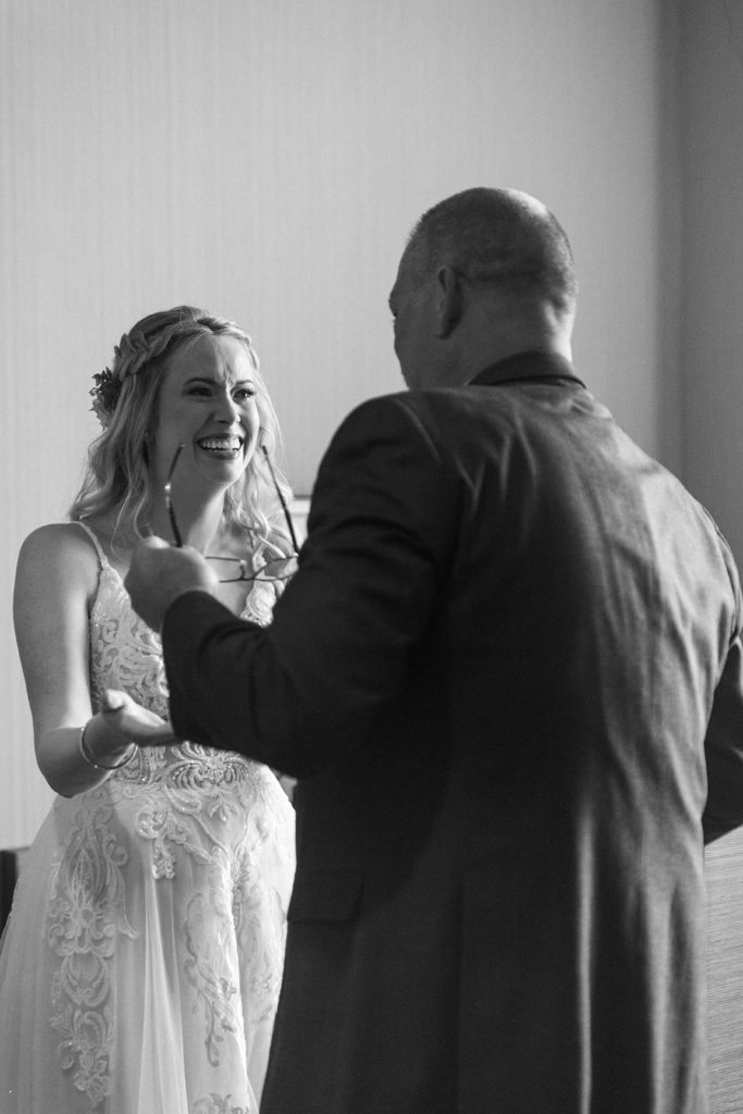 Brides first look with her father