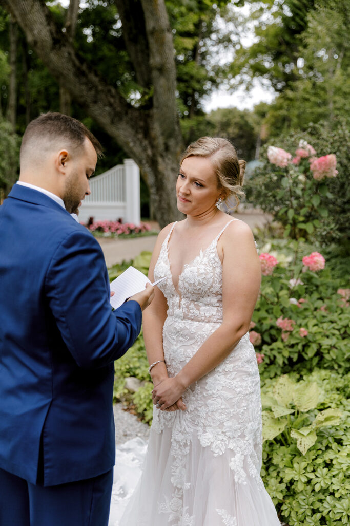 Bride and grooms intimate vows exchange