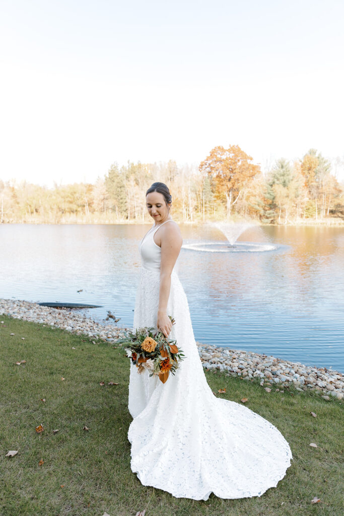 Bride portraits from Michigan Berrien Springs wedding at North Lake Weddings and Events 