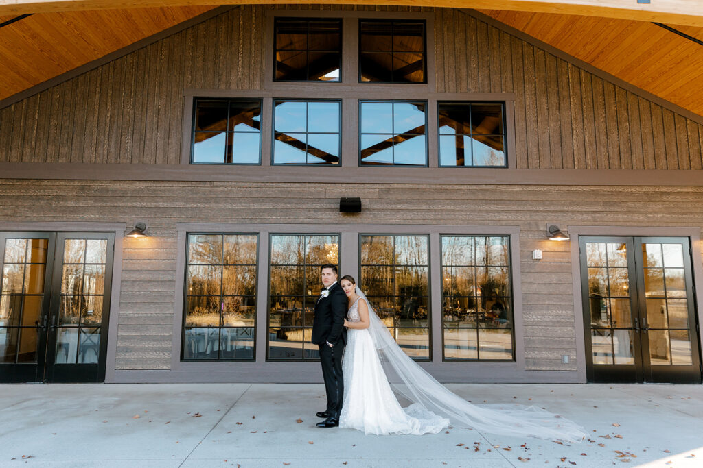  Bride and groom portraits at The Black River Barn - South Haven wedding venue