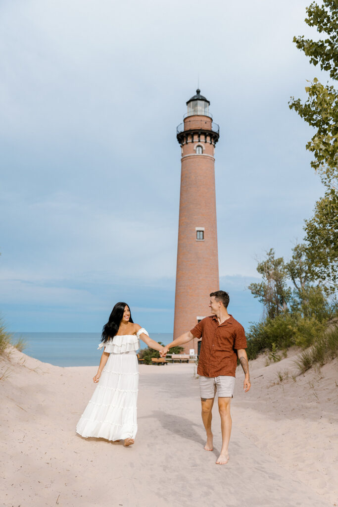 Engagement Session at Silver Lake Sand Dunes in Mears Michigan -  Top 9 Michigan Engagement Photo Locations