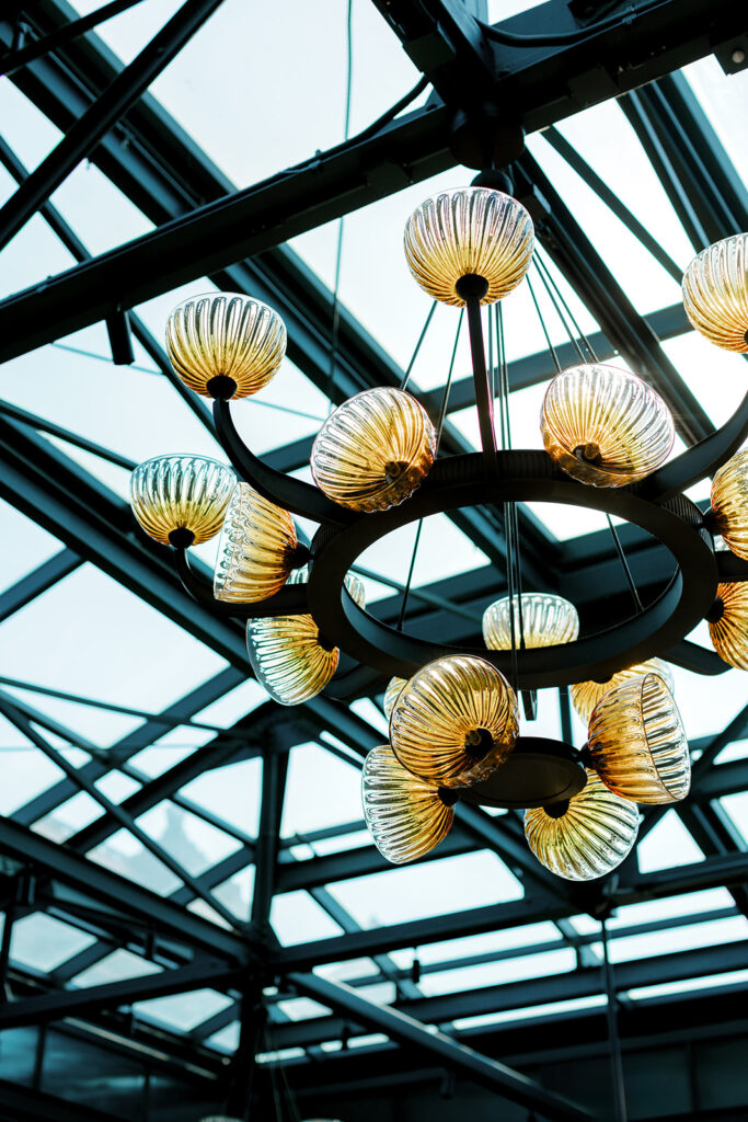 conservatory style ceiling at Book Tower wedding venue in downtown Detroit