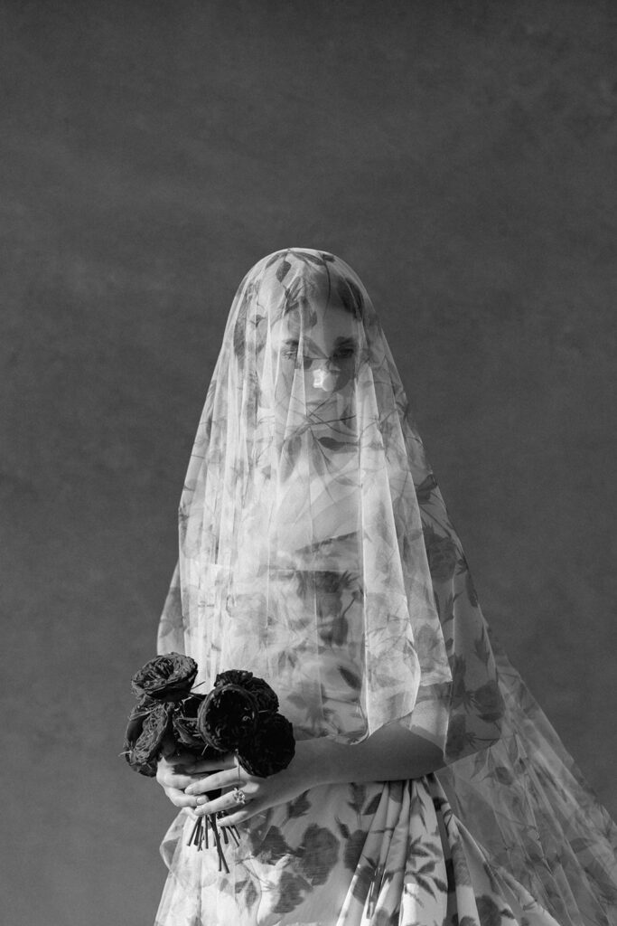Timeless bridal portrait in front of old-world stone steps
